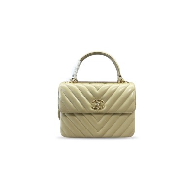 CHANEL TRENDY CC TOP HANDLE BAG CHEVRON LAMBSKIN (25*17.5*8cm)  